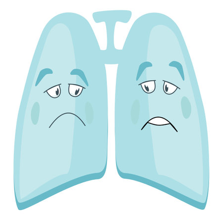 Lung human icon, respiratory system healthy lungs anatomy flat medical organ iconのイラスト素材