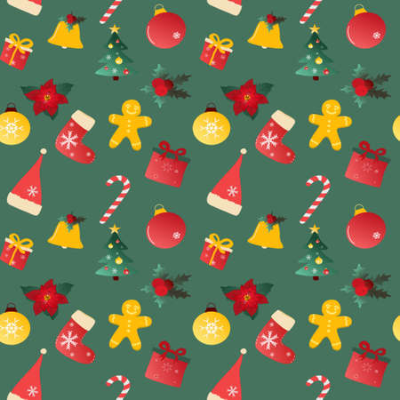 Vector hand drawn Doodle cartoon set of objects and symbols on the New Year themeのイラスト素材