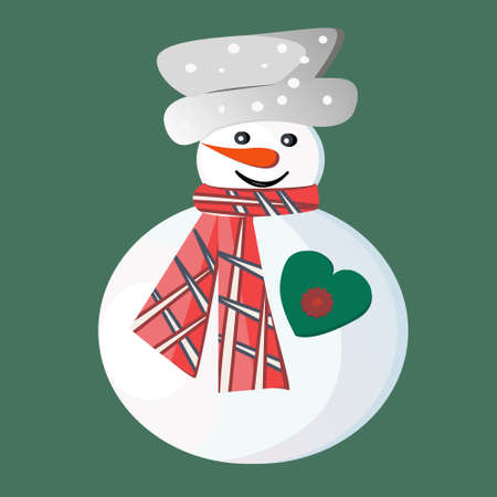 Cheerful Snowman and heart. Vector illustration of snowmanのイラスト素材