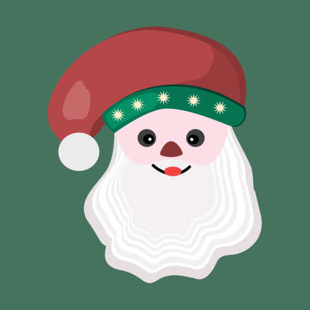Christmas Santa Claus. Christmas cute cartoon character on greenのイラスト素材