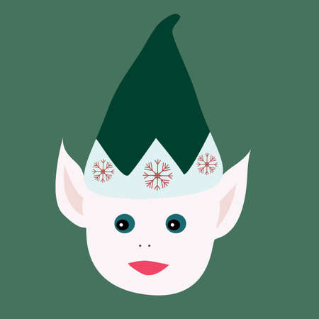 Christmas card with cute gnome on green. Flat design. Scandinavian Christmasのイラスト素材