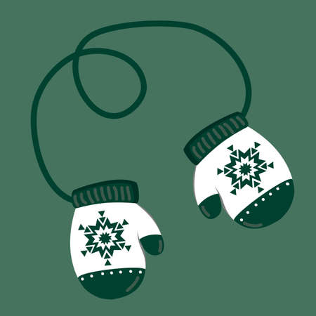 Red mittens. Snowflakes on mittens. Vector illustration. Flat design for business financial marketing banking advertising web concept cartoon illustration.のイラスト素材