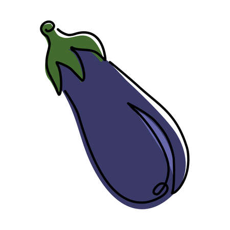 Continuous line drawing whole healthy organic eggplant for farm identity. One lineのイラスト素材