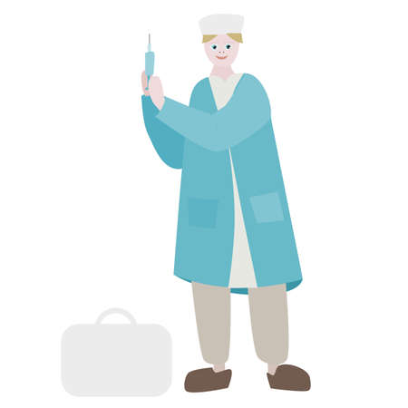 Vector medical icon doctor. Image Doctor with stethoscope. Illustration Medic doctor avatar in a flat style.のイラスト素材