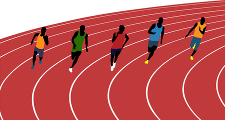 man athletes runners running sprint in stadium vector illustrationのイラスト素材