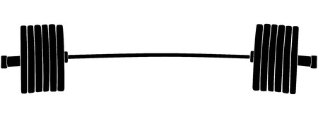 sport barbell with plates for powerlifting black silhouetteのイラスト素材