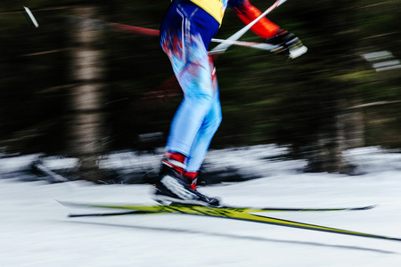blur legs men skier athlete ski racing competitionsの写真素材
