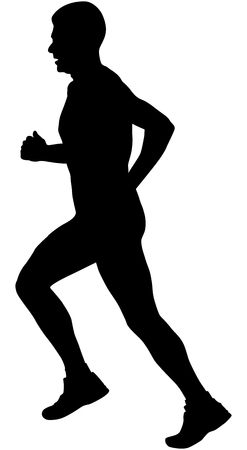 Side view black silhouette male runner athleteのイラスト素材