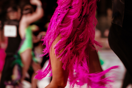 woman dancer in pink dress competitions in dance sport