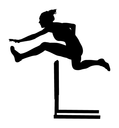 100 m hurdles woman runner athlete black silhouetteのイラスト素材