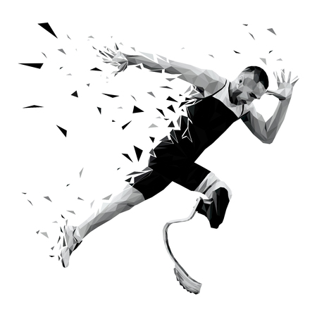 explosive start athlete runner disabled amputee from trianglesのイラスト素材