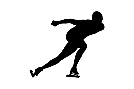 speed skating man athlete skater black silhouetteのイラスト素材