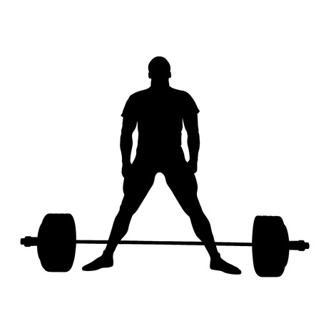 athlete powerlifter stand before exercise deadlift black silhouetteのイラスト素材
