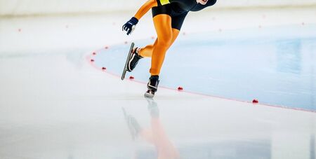 male athlete skater on speed skating competition