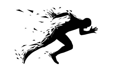 athlete sprinter runner start run black silhouetteのイラスト素材