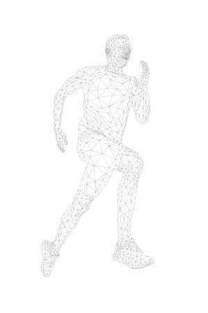 man runner athlete run. polygon wireframe vectorのイラスト素材
