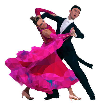 Dancing Couple In Color Image Polygonal Vectorのイラスト素材 イメージマート