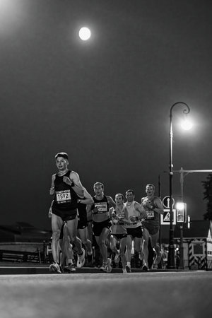 Saint Petersburg, Russia - June 11, 2022: group male athlete running Marathon White Nightsのeditorial素材