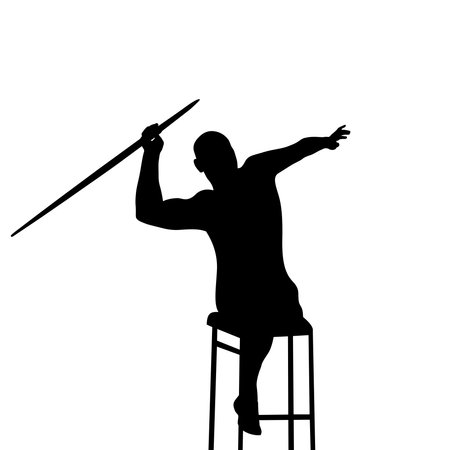 disabled athlete javelin throw black silhouetteのイラスト素材