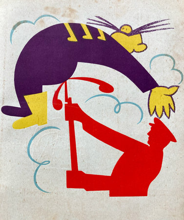 USSR - circa 1941: caricature in book "Collected works" by V.V. Mayakovsky, year of publication 1941のeditorial素材