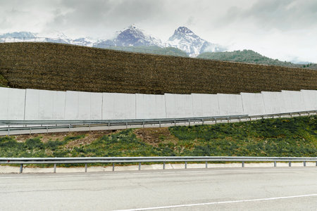 serpentine in mountainous area on Rosa Khutorの写真素材