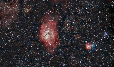 M8 Lagoon nebula & M20 Trifid nebula with 300mm lensの写真素材