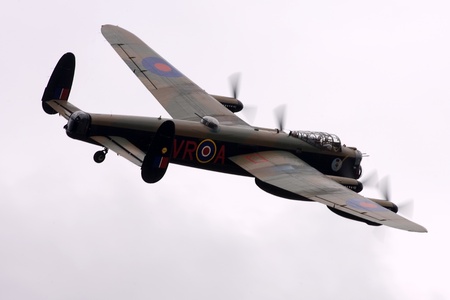 St. Thomas, Canada - June 25, 2011: A World War II British Avro Lancaster bomber flies past at the Great Lakes International Air Show. のeditorial素材