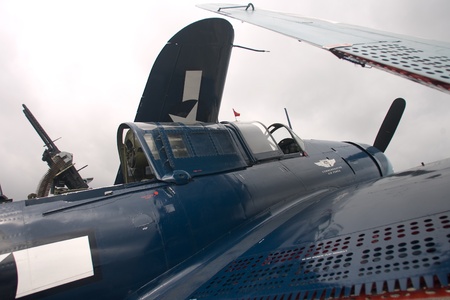 St. Thomas, Canada - June 24, 2011: A Curtis SB2C Helldiver, World War II dive bomber on the tarmac...