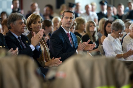 London, Canada - September 11, 2011: On the 10th anniversary of the attacks on the United States, the London Ontario Fire Department unveiled a monument honouring the 21 London Firefighters who lost their lives while on the job.  Joe Fontana, Mayor of Lonのeditorial素材
