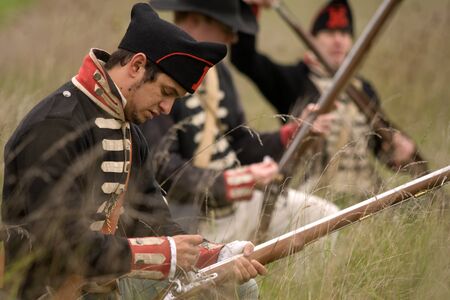 London, Ontario - October 1, 2011: The war of 1812 is re-enacted on the grounds of Fanshaw...