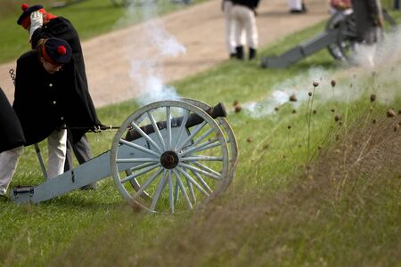 London, Ontario - October 1, 2011: The war of 1812 is re-enacted on the grounds of Fanshaw...