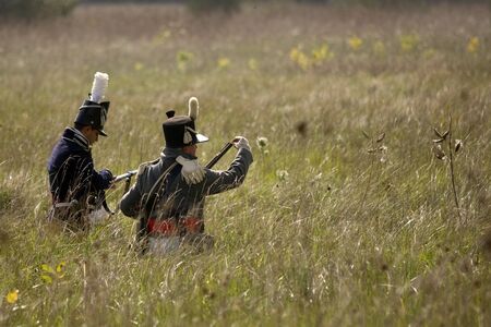 London, Ontario - October 1, 2011: The war of 1812 is re-enacted on the grounds of Fanshaw...