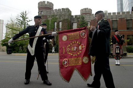 London, Ontario, Canada. June 1, 2008. The 1st Hussars Regimental "Guidon" is unveiled before the Regiment during rememberance and thanksgiving ceremonies marking the 64th anniversary of the D-Day Normandy Landing and the 1st Hussars 152nd anniversary. T London, Ontario, Canada. June 1, 2008. The 1st Hussars Regimental "Guidon" is unveiled before the Regiment during rememberance and thanksgiving ceremonies marking the 64th anniversary of the D-Day Normandy Landing and the 1st Hussars 152nd anniversary. T