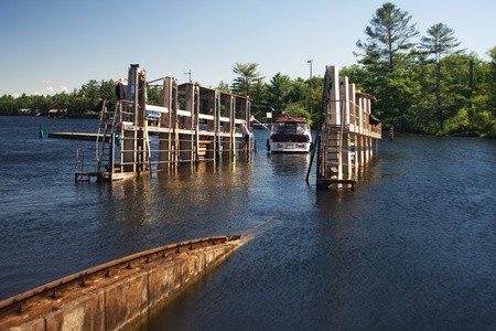  Port Severn Ontario, Canada - June 1, 2011.The Big Chute Marine Railway at Big Chute in the Muskoka - Georgian Bay region of Ontario Canada. のeditorial素材