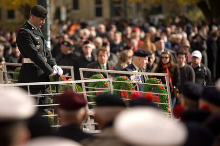 London Ontario, Canada - November 11, 2011. Remembrance Day ceremonies at the Cenotaph in Victoria Park in London Ontario Canada. のeditorial素材