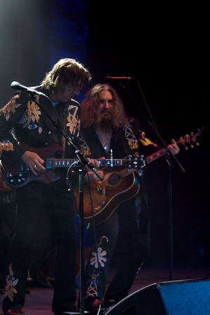 Hamilton Ontario, Canada - November 19, 2011. Stephen Fearing, left and Tom Wilson of Blackie and the Rodeo Kings performs at the 2011 Hamilton Music Awards Gala held at Mohawk College. のeditorial素材