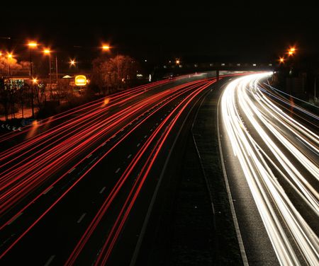 night time traffic motion-blur service station