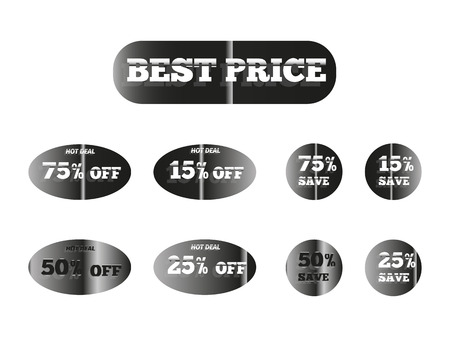 holographic stickers with the inscription best price, silver glowのイラスト素材