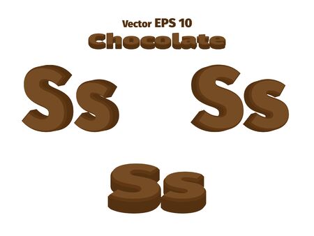 3D Chocolate letter S, three optionsのイラスト素材