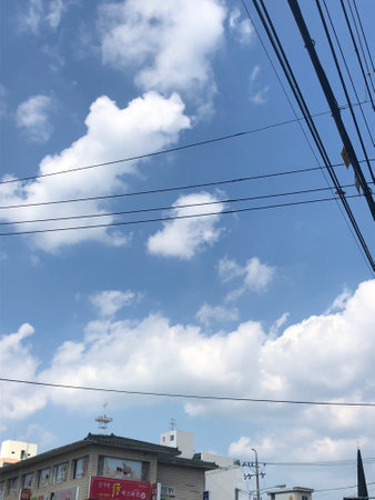 Houses and blue sky in the city of Seoul, South Korea.の写真素材