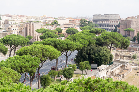 Spectacular panorama of ancient Roman empire - currently Rome, Italyの写真素材