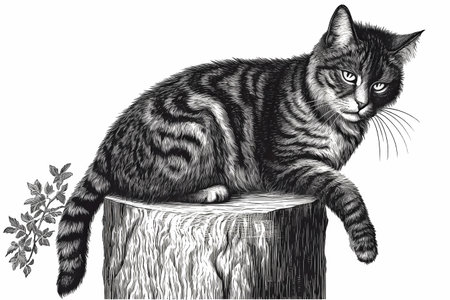 This cat is using its scratching post to sharpen its claws and satisfy its natural instinct to scratch, clever kitty!の素材