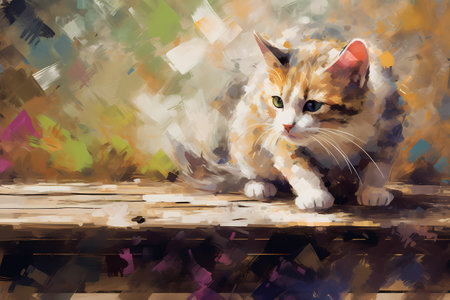 The kitten is wide-eyed and curious as it explores every corner of its new home. It tries climbing on everything, from the sofa to the curtains.の素材