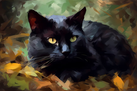The sleek and shiny black cat is carefully grooming itself, ensuring it always looks its best.の素材