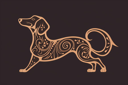 The dog is spinning in circles, trying to catch its own tail, completely fascinated by the motion.の素材