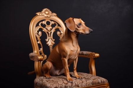 This well-trained dog is sitting perfectly still, waiting for their next command.の素材