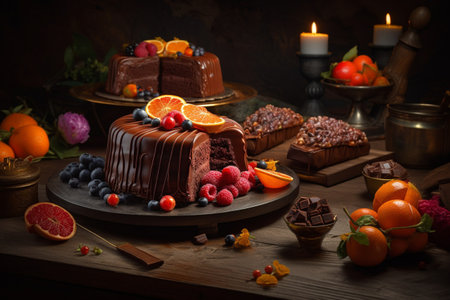 A chocolate-themed dessert buffet at a luxury hotelの素材