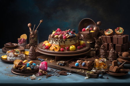 Calling all chocolate lovers! Indulge in our chocolate-centric buffet located within a fun and whimsical candy factory.の素材