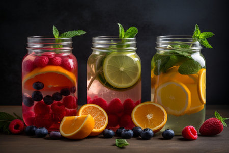 Stay hydrated and refreshed with our fruit-infused detox water bar featuring a variety of mouth-watering flavorsの素材