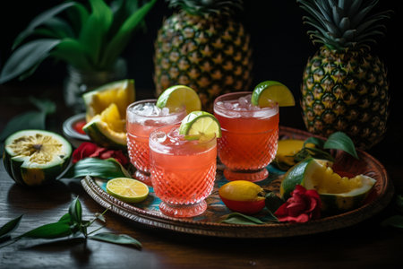 A tropical punch at a luau partyの素材